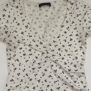 Brandy Melville Black Floral Print Top